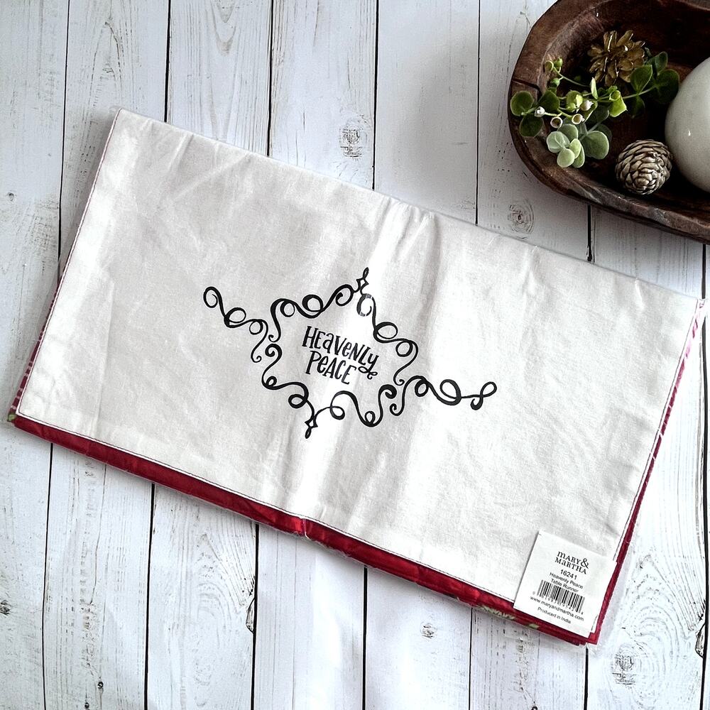 Mary & Martha Heavenly Peace Table Runner 56" Long Holly Evergreen Hallmark 2016